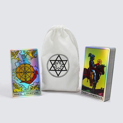 kopen Op maat gedrukt Premium Holografische Tarotkaarten Met Tas Print Maak Luxe Rider Tarotkaart Met Gids online manufacture