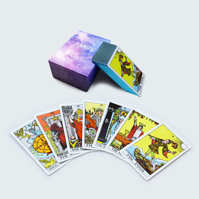 kopen Oorspronkelijke blauwe rand miniatuur tarotkaarten Print Romance Purple Tarot Kaart Met Tas online manufacture
