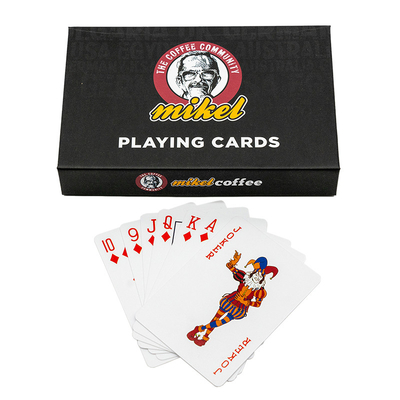 kopen Custom logo koffie ontspanning speelkaarten kit twee paar plastic Spaanse taal online manufacture