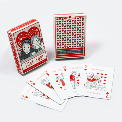 Hoge duurzaamheid Custom speelkaarten Couple Love Poker kaarten 4 Pantone kleuren gedrukt