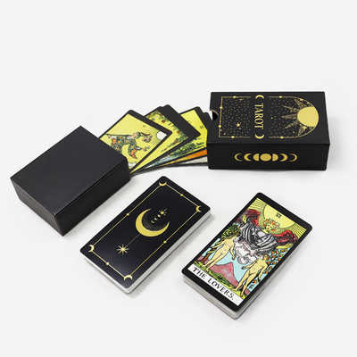 Op maat gedrukt Originele Zwarte Zonne Tarot Kaarten Gedrukt Maak Russische Ruiter Luxe