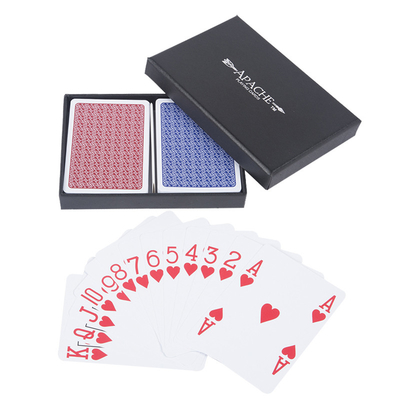 Gepersonaliseerde gladde plastic waterdichte pokerkaarten gedrukte duurzame pvc speelkaarten 63x88mm